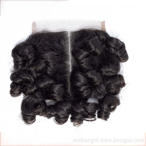 10A Brazilian Hair Romance Bouncy Curls Funmi Hair Virgin Remy Human Extension Fumi Hair with 4x4 Lace Closure